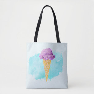 Eiscreme-Waffel mit einem blauen Farbspritzer