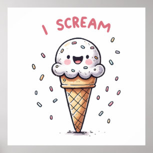 Eiscreme-Waffel mit Streuseln Poster
