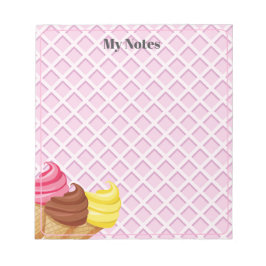 Eiscreme Waffelrosa Notepad Notizblock