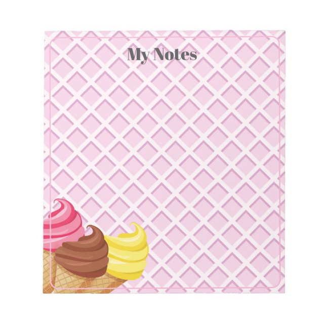 Eiscreme Waffelrosa Notepad Notizblock (Vorderseite)