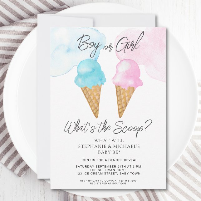 Eiscreme Was ist das Party des Scoop Gender Reveal Einladung (Von Creator hochgeladen)
