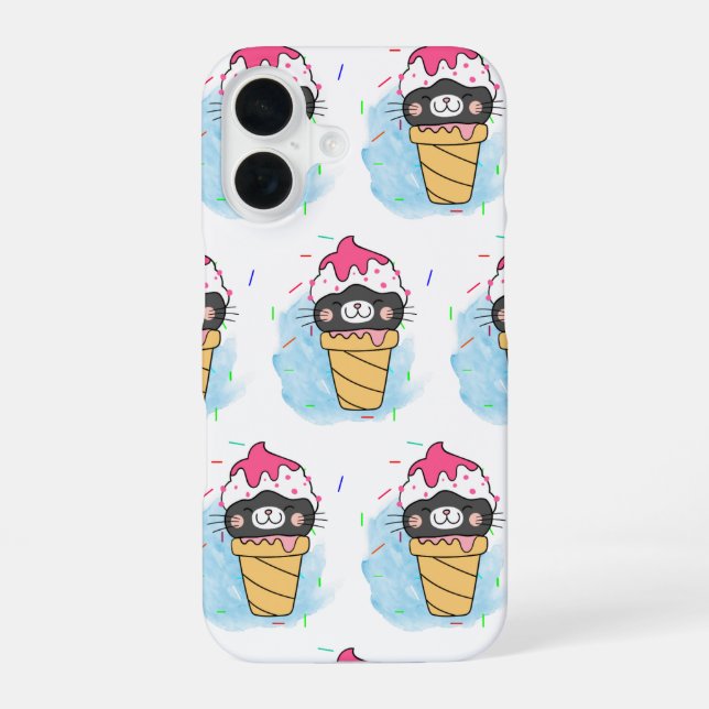 Eiscreme-Wasserfarbe iPhone 16 Hülle (Rückseite)