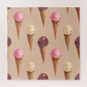Eiscreme Wasserfarbe Nahtlose Illustration Puzzle