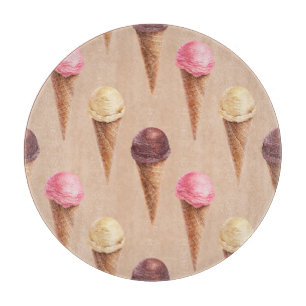 Eiscreme Wasserfarbe Nahtlose Illustration Schneidebrett