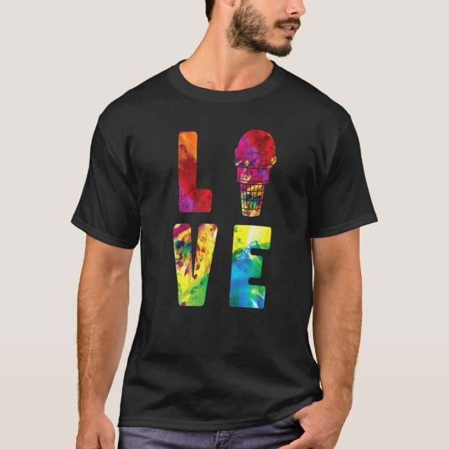 Eiscreme Watercolor Cone Sundae Liebe T-Shirt (Vorderseite)
