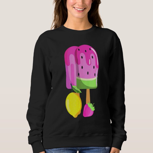 Eiscreme Watermelon Erdbeere Lemon Ice Pop Rosa Sweatshirt (Vorderseite)