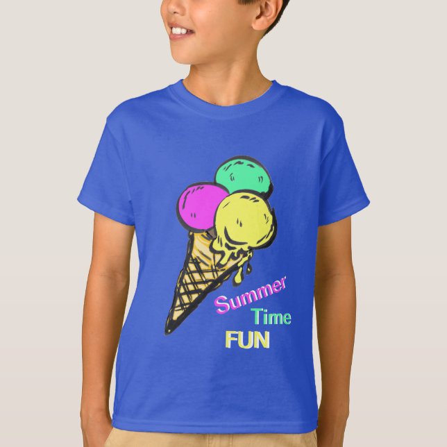 Eiscreme White Color Sommerzeit Spaß T - Shirt (Vorderseite)