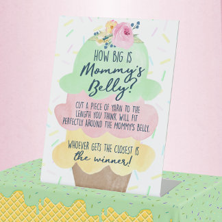 Eiscreme Wie groß ist Mama's Bauchduschenspiel Sockelschild