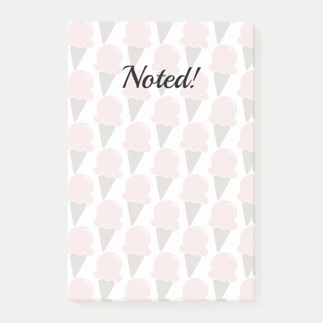 Eiscreme-Wirbel Erdbeere rosa Post-it Klebezettel (Vorderseite)