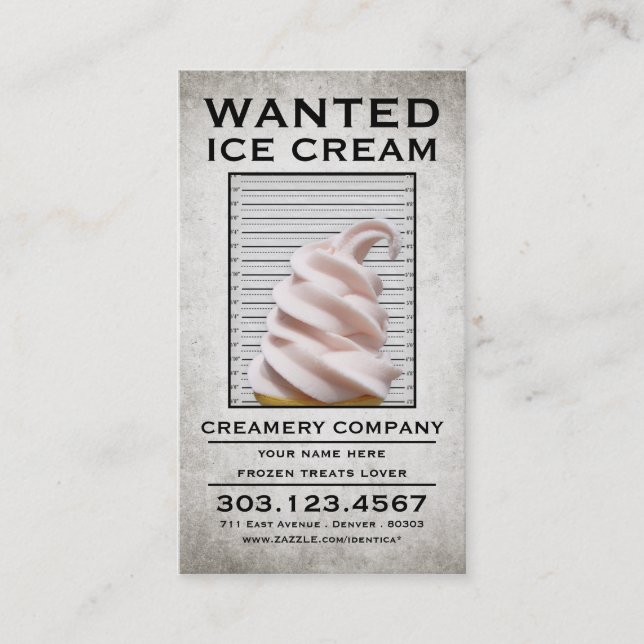 Eiscreme wollte Plakat Treuekarte (Vorderseite)