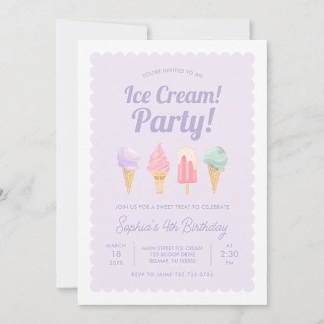 Eiscreme zum Geburtstag Einladung (Vorderseite)