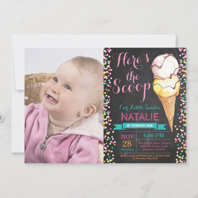 Eiscreme zum Geburtstag Einladung Sommerskappe (Vorderseite)