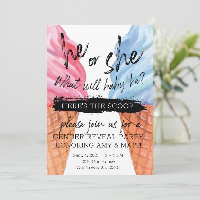 EiscremeGender Einladung (Stehend Vorderseite)