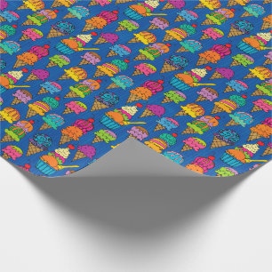 Eiscremekonen auf blau geschenkpapier