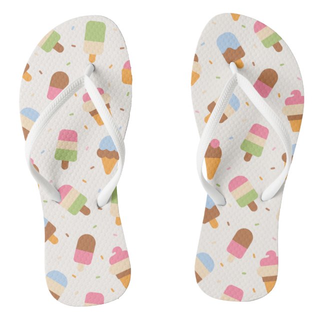 Eiscrememuster, Eiscreme-Kone, Eisvogel Flip Flops (Fußbett)