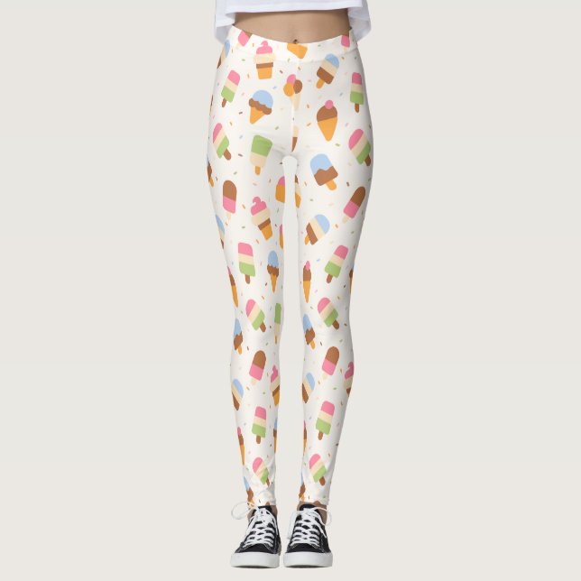 Eiscrememuster, Eiscreme-Kone, Eisvogel Leggings (Vorderseite)