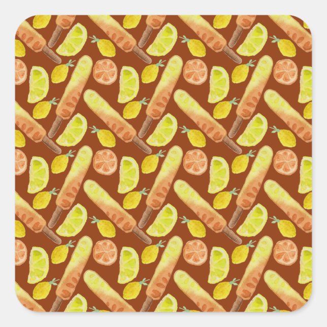 Eiscrememuster | Lollenmuster | Lollipop 11 Quadratischer Aufkleber (Vorderseite)