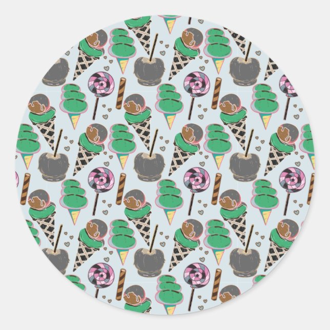 Eiscrememuster | Lollenmuster | Lollipop 30 Runder Aufkleber (Vorderseite)