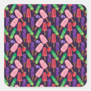 Eiscrememuster   Lollenmuster   Lollipop 6 Quadratischer Aufkleber