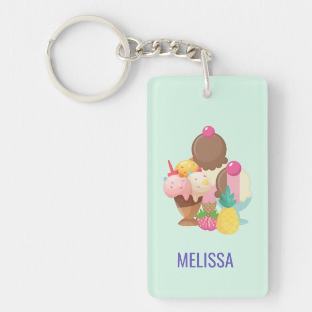 Eiscremesuppen mit Sprinklen Schlüsselanhänger (Vorderseite)