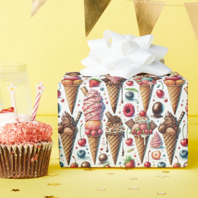 Eisdiele-Party Geschenkpapier (Geburtstagsparty)