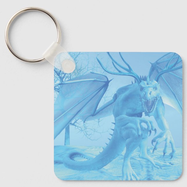 Eisdrache mit Geweih Schlüsselanhänger (Vorderseite)