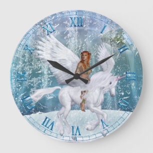 Eiseinhorn und Fee Wall Clock Große Wanduhr