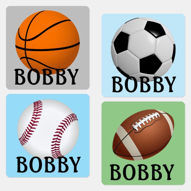 Eisen auf Boys Sportbälle Kleiderschilder NAME Etiketten (Grün)