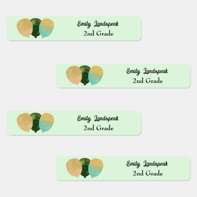 Eisen auf Green Glitzer Party Balloons Etiketten (Gruppe)
