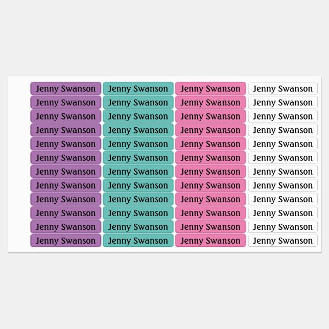 Eisen auf Mädchen Kleidung Labels Pastelle NAME Etiketten (Blatt)