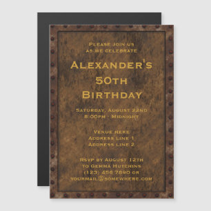 Eisen Gerahmte Wirkung Männer am 50. Geburtstag Magneteinladung