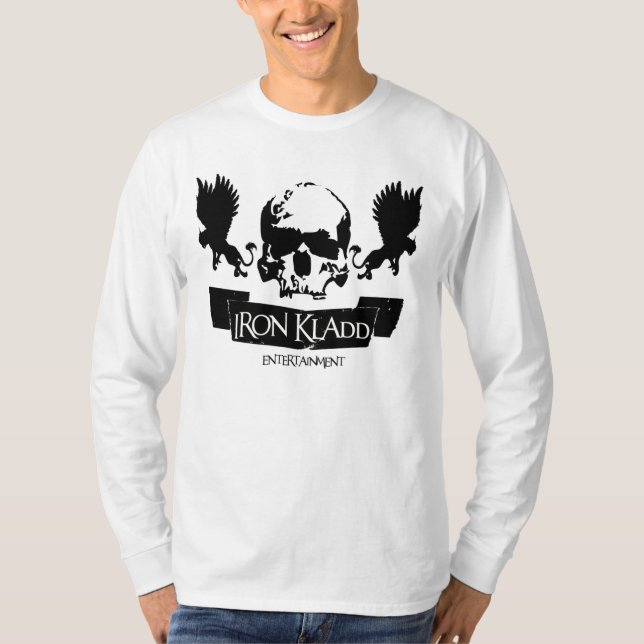Eisen Kladd Unterhaltungs-Schädel-Logo-lange Hülse T-Shirt (Vorderseite)