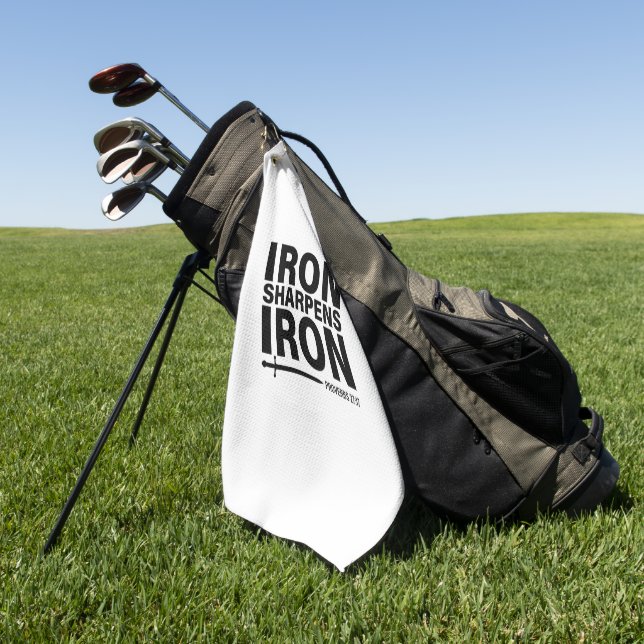 Eisen schärft Eisen Weiß Golfhandtuch (Gras)