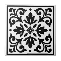 Eisen-Schwarz-Weiß Vintage Blumenmuster