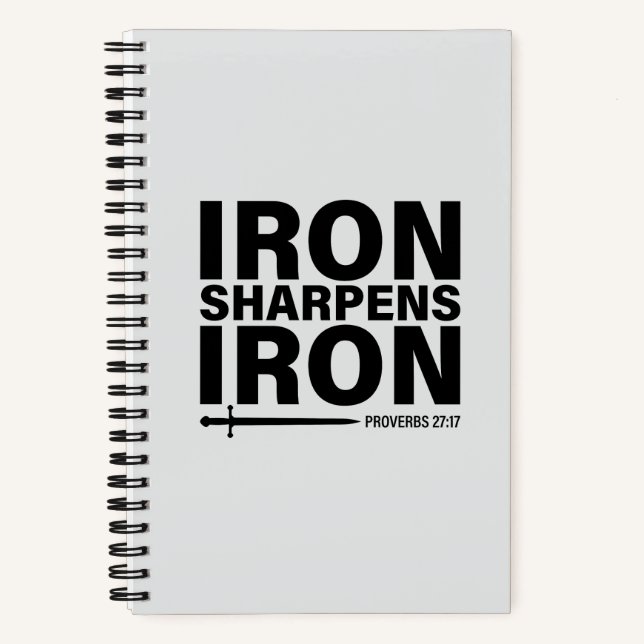 Eisen Sharpens Eisen 5,5"x8,5" Grauspirale Notizbuch (Vorderseite)