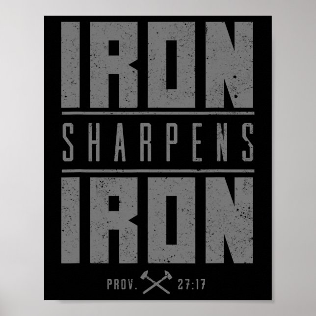 Eisen Sharpens Eisen Christlich Men Bible Scriptin Poster (Vorne)