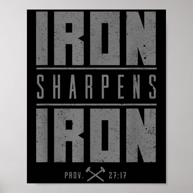 Eisen Sharpens Eisen Christlich Men Bible Scriptin Poster (Vorne)