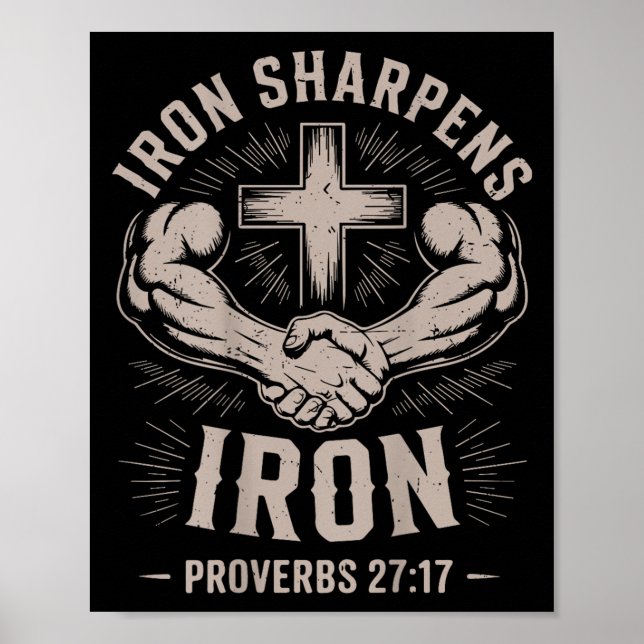 Eisen-Sharpens-Eisen-Sprichwort für Männer, Christ Poster (Vorne)