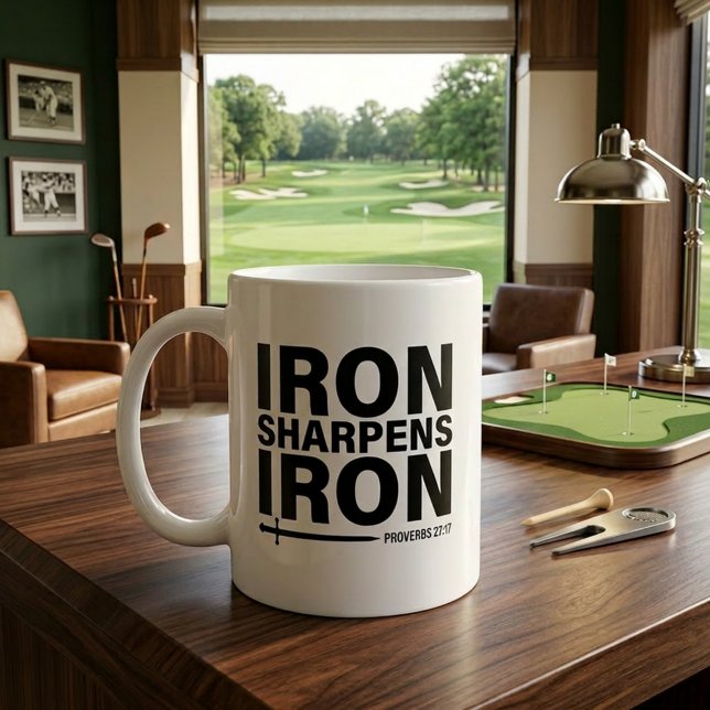 Eisen Sharpens Eisen - Sprichwörter 27:17 Tasse (Von Creator hochgeladen)