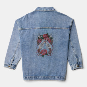 Eisen und Blut: Das T-Shirt der Revolver-Rose Jeansjacke