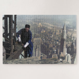 Eisenarbeiter am Gerüst des Empire State 1930 Puzzle