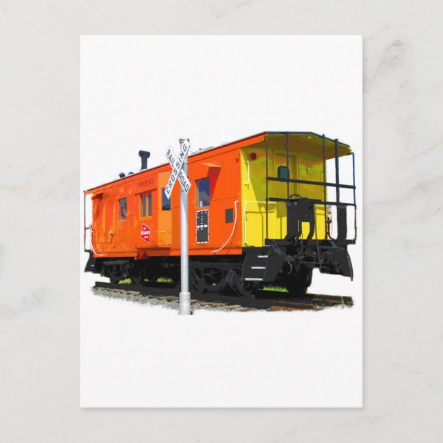 Eisenbahn Caboose & Crossbuck Postkarte (Vorderseite)