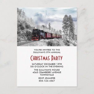 Eisenbahn im Winter Weihnachtsfeier Einladung Postkarte