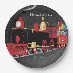 Eisenbahn Kindergeburtstag auf Schultafel Pappteller