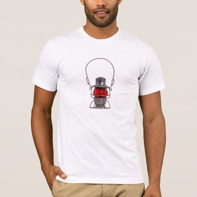 Eisenbahn-Laterne u. Zug T-Shirt (Vorderseite)