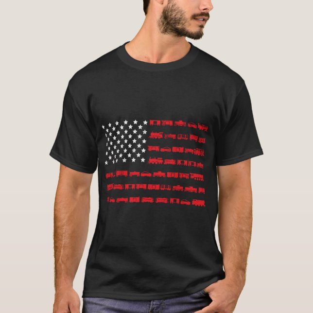 Eisenbahn-Leiter der amerikanischen Flagge T-Shirt (Vorderseite)