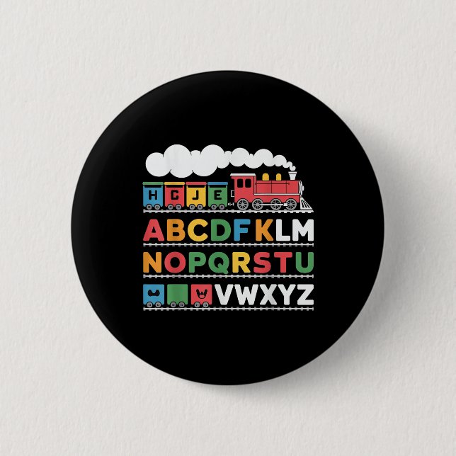 Eisenbahn Lover Abc Alphabet A-z Abcs Kinderg Button (Vorderseite)