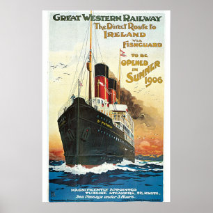 Eisenbahn-Ozeandampfer Irland Vintage-Reiseposter Poster