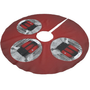 Eisenbahn Schwarzes und Rotes Erbe Polyester Weihnachtsbaumdecke