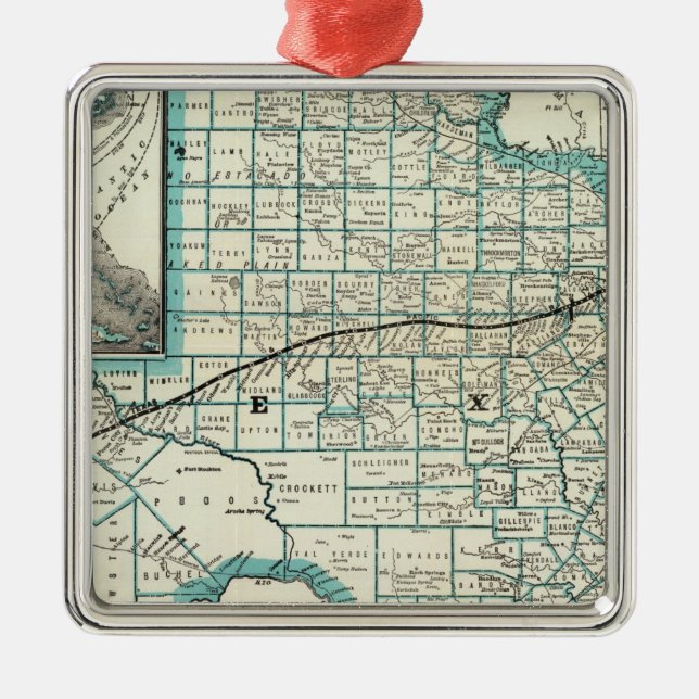 Eisenbahn Texas Pazifik Silbernes Ornament (Vorne)